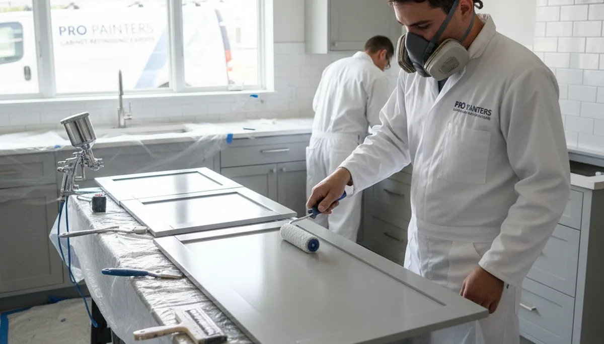 Professional kitchen cabinet painting in Greenville, NC with durable, high-quality finishes