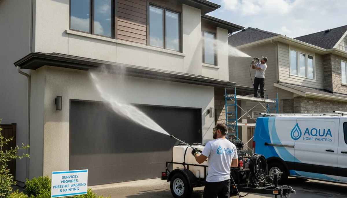 Professional pressure washing a home exterior in Greenville, NC removing mold, mildew, and pollen buildup