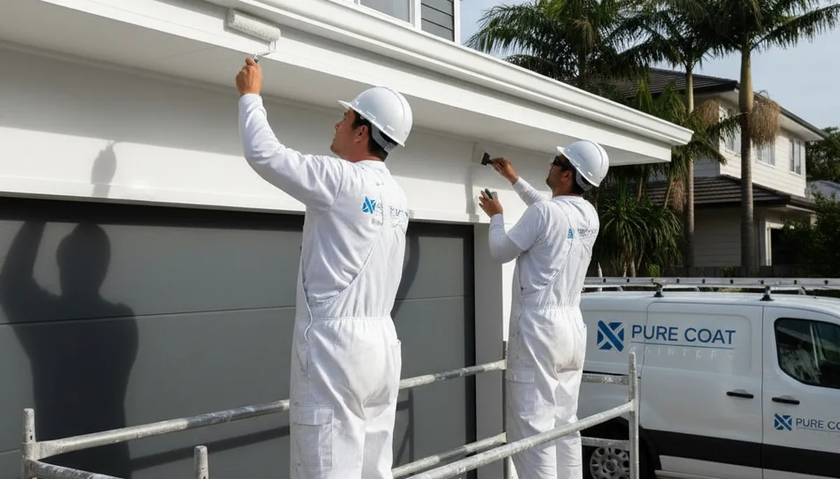 Professional trim and fascia painting on a coastal home in Greenville, NC by expert painters